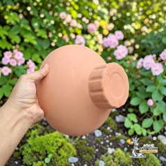 Chậu Gốm Đất Nung Hình Cúp Trơn Chân Sọc - Ngang 23cm x Cao 13.5cm - Gốm Sứ Sân Vườn