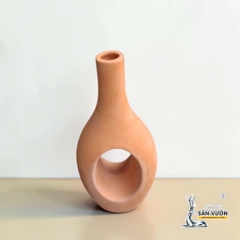 Bình Gốm Bầu Cổ Cao Xuyên Tâm -  Cao 30cm x Miệng 3cm - Gốm Sứ Sân Vườn