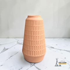 Bình Gốm Trụ Côn Vân Sọc Dọc - Cao 28cm x  Miệng 8cm - Gốm Sứ Sân Vườn