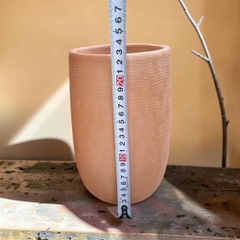 Chậu Gốm Đất Nung Hình Ống Vân Hoa Cúc/ Vân Lưới Cào - Cao 23cm x Đường Kính 13cm - Gốm Sứ Sân Vườn