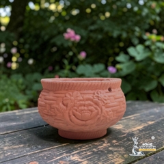 Chậu Treo Dây Gốm Đất Nung Hình Chum Hoa Văn 15 x 10cm - Gốm Sứ Sân Vườn