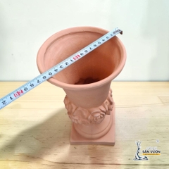 Bình Gốm Đất Nung Vân Hoa Hồng 15 x 30 cm 2 Kiểu - Gốm Sứ Sân Vườn