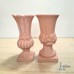 Bình Gốm Đất Nung Vân Hoa Hồng 15 x 30 cm 2 Kiểu - Gốm Sứ Sân Vườn