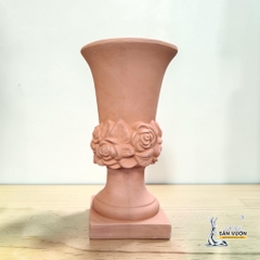 Bình Gốm Đất Nung Vân Hoa Hồng 15 x 30 cm 2 Kiểu - Gốm Sứ Sân Vườn