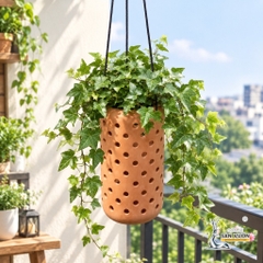 Chậu Treo Dây Gốm Đất Nung Kiểu Lộng 15cm & 25cm - Gốm Sứ Sân Vườn