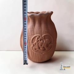 Bình Gốm Đất Nung Hình Túi Lộc 22cm - Gốm Sứ Sân Vườn