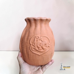 Bình Gốm Đất Nung Hình Túi Lộc 22cm - Gốm Sứ Sân Vườn
