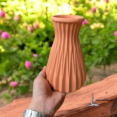 Bình Gốm Đất Nung Gân Dọc 2 Size - Gốm Sứ Sân Vườn
