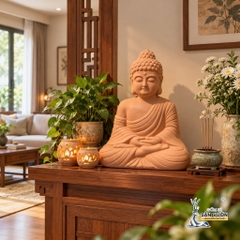 Tượng Gốm Đất Nung Hình Phật Ngồi Khoanh Chân - Gốm Sứ Sân Vườn