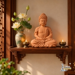 Tượng Gốm Đất Nung Hình Phật Ngồi Khoanh Chân - Gốm Sứ Sân Vườn
