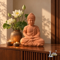 Tượng Gốm Đất Nung Hình Phật Ngồi Khoanh Chân - Gốm Sứ Sân Vườn
