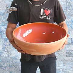 Chậu Nuôi Cá, Trồng Sen Gốm Đất Nung Vân Marble, Có Tráng Men Lòng Chống Nước - Gốm Sứ Sân Vườn