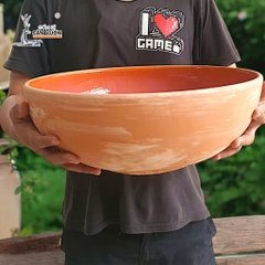Chậu Nuôi Cá, Trồng Sen Gốm Đất Nung Vân Marble, Có Tráng Men Lòng Chống Nước - Gốm Sứ Sân Vườn