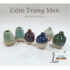 Lọ Cắm Hoa Gốm Men Mini 6cm - Gốm Sứ Sân Vườn