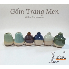 Lọ Cắm Hoa Gốm Men Mini 6cm - Gốm Sứ Sân Vườn
