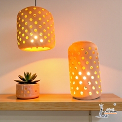 Đèn Gốm Đất Nung Dáng Tổ Ong Treo ( Chỉ Có Chụp Đèn Bên Ngoài) - Gốm Sứ Sân Vườn - GSSV