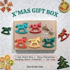 Hộp Quà Tặng Noel Handmade Bao Gồm 5 Đồ Treo Decor Noel Gốm Đất Nung Đã Trang Trí - Gốm Sứ Sân Vườn