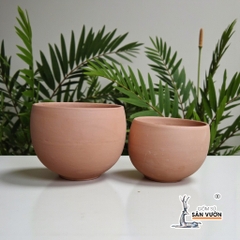 Chậu Gốm Đất Nung Dáng Trứng Tròn Trơn - Gốm Sứ Sân Vườn