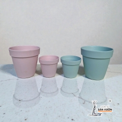 Chậu Gốm Đất Nung Ly Gờ Màu Pastel Size 15cm - Gốm Sứ Sân Vườn