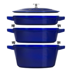 Nồi gang oval STAUB màu xanh đen