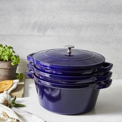 Nồi gang oval STAUB màu xanh đen