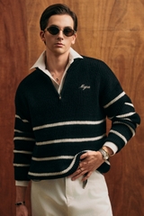 Joseph Zip Striped Sweater Top