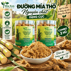 Combo 2 Hũ Đường Mía Thô Nguyên Chất Dạng Cục Hũ 500g