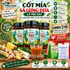 Combo 3 Hũ Cốt Mía Sả Gừng Dứa Lá Tre Gai Mía Xưa Hũ 1Kg