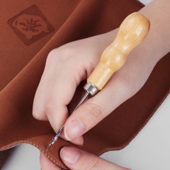 Bộ Dụng Cụ Khâu Giày Bằng Thép Không Gỉ Cán Gỗ, Làm Đồ Da Thủ Công DIY