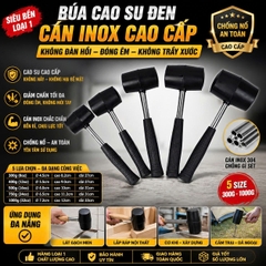 🔥 {Đủ Size} BÚA CAO SU ĐEN CÁN INOX CAO CẤP – KHÔNG ĐÀN HỒI, ĐÓNG ÊM, KHÔNG TRẦY XƯỚC 🔥