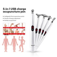 Bút Massage Châm Cứu Xung Điện Trị Liệu 912SR 5 Đầu Dò Sạc USB Làm Giảm Đau Nhức Hiệu Quả PVN6539