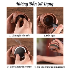 Combo Cốc Phù Dương Xông Hơ Tặng 54 Nhang Ngải, Bản Đồ Huyệt Trị Hàn Ẩm Massage, Giác Hơi, Cạo Gió, Chải Thông Kinh Lạc PVN6783