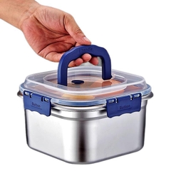 Hộp Đựng Thực Phẩm 1800 ml Inox Salad Trái Cây Hộp Cơm Trưa Có Nắp Cắm Trại PVN10050