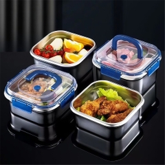 Hộp Đựng Thực Phẩm 1800 ml Inox Salad Trái Cây Hộp Cơm Trưa Có Nắp Cắm Trại PVN10050