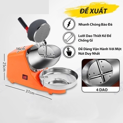 Máy Bào Đá Tuyết, 4 lưỡi, 2 Nắp DR-207 Bào Siêu Mịn 220V 500W Bảo Hành 3 Tháng Cam PVN8003