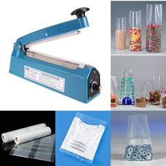 {Đủ Mẫu} Máy Hàn Miệng Túi Nilon [Vỏ Sắt ] Túi Zip Dập Tay Để Bảo Quản Thực Phẩm, Bọc Sản Phẩm Bán Hàng, Cắt Màng Co [Bảo Hành 3 Tháng]