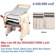 {Đủ Mẫu} Máy Làm Mì Sợi DHH220C/750W + Trộn bột Cán Hoành Thánh, Bánh Canh, Bánh Bao Ramen Chinese Noodles Fried