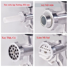 Máy Xay Thịt Quay Tay TB12 Lớn Đa Chức Năng Bằng Nhôm, Nhồi Lạp Xưởng, Xúc Xích, Xay Bột, Làm Mì SP002667