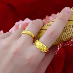 Nhẫn Đôi, Nhẫn Cưới Cho Nam Và Nữ Mạ Vàng Jewelry Vàng Cát Việt Nam 18k - Khắc Bằng 999 Độ Mở Có Thể Điều Chỉnh Được Thời Trang Dành PVN7747