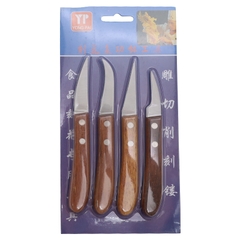 (Đủ Mẫu} Bộ 3, 4 Dao Tỉa Điêu Khắc Rau Củ Quả Trái Cây, Dao Tách Lan Kiếm Thép Không Rỉ Siêu Sắc Cán Gỗ_   Carving Knives Tools