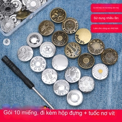 Set Hộp Nút Quần Jean Không Đường May – Có Thể Tháo Rời + Tặng Kèm Tuốc Nơ Vít