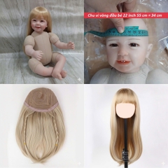 {ĐỦ MÀU} TÓC TƠ GIẢ CHỊU NHIỆT CHO BÚP BÊ TÁI SINH vòng Đầu 30 cm 50 cm = 20 inch Doll + vòng Đầu 34 cm 55 cm = 22 inch Doll, búp bê mini 20 cm (Ixdoll)