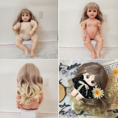 {ĐỦ MÀU} TÓC TƠ GIẢ CHỊU NHIỆT CHO BÚP BÊ TÁI SINH vòng Đầu 30 cm 50 cm = 20 inch Doll + vòng Đầu 34 cm 55 cm = 22 inch Doll, búp bê mini 20 cm (Ixdoll)