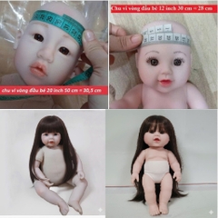 {ĐỦ MÀU} TÓC TƠ GIẢ CHỊU NHIỆT CHO BÚP BÊ TÁI SINH vòng Đầu 30 cm 50 cm = 20 inch Doll + vòng Đầu 34 cm 55 cm = 22 inch Doll, búp bê mini 20 cm (Ixdoll)