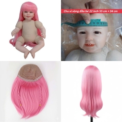 {ĐỦ MÀU} TÓC TƠ GIẢ CHỊU NHIỆT CHO BÚP BÊ TÁI SINH vòng Đầu 30 cm 50 cm = 20 inch Doll + vòng Đầu 34 cm 55 cm = 22 inch Doll, búp bê mini 20 cm (Ixdoll)