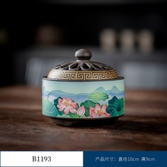 Thác Khói Trầm Hương hình trụ - lư gốm xông trầm Bằng Gốm Sứ Trang Trí