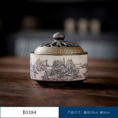 Thác Khói Trầm Hương hình trụ - lư gốm xông trầm Bằng Gốm Sứ Trang Trí