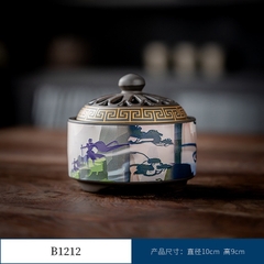 Thác Khói Trầm Hương hình trụ - lư gốm xông trầm Bằng Gốm Sứ Trang Trí