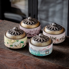 Thác Khói Trầm Hương hình trụ - lư gốm xông trầm Bằng Gốm Sứ Trang Trí