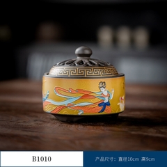 Thác Khói Trầm Hương hình trụ - lư gốm xông trầm Bằng Gốm Sứ Trang Trí